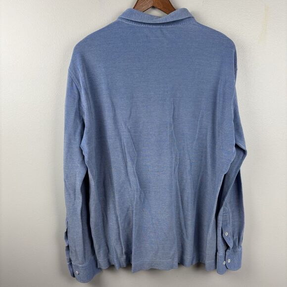 Peter Millar Collection Men’s XL Blue Shirt Silk Cotton Polo Long Sleeve Pocket - Picture 9 of 9